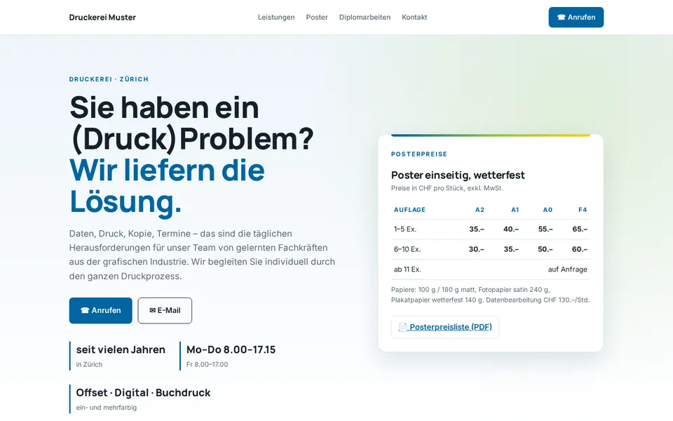 Anonymisierter Entwurf: Druckerei