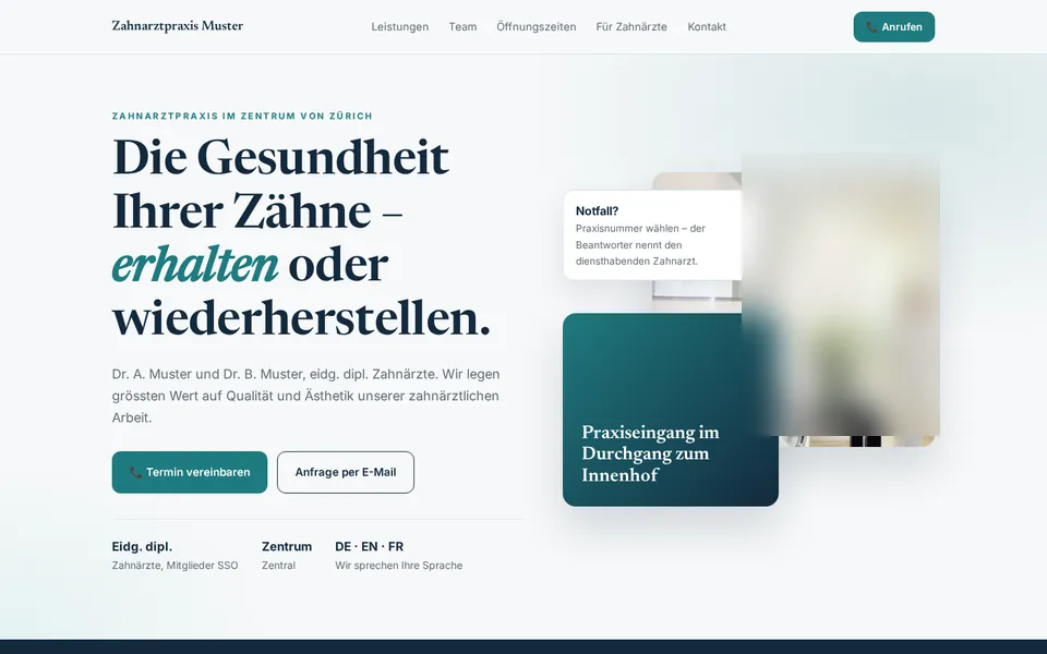 Anonymisierter Entwurf: Zahnarztpraxis